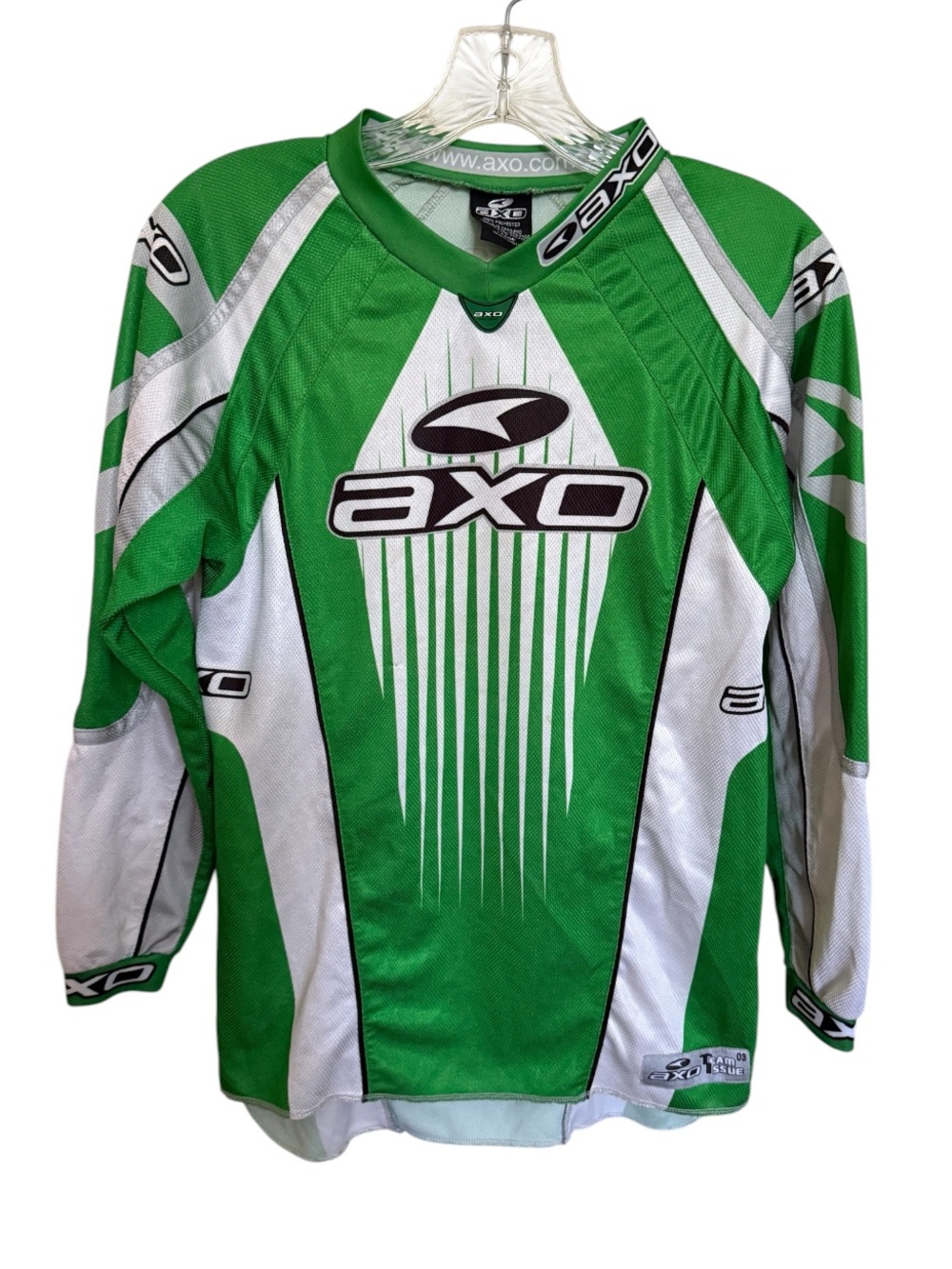 AXO Team Issue Motocross Jersey Green White Long Sleeve Racing MX Size Large